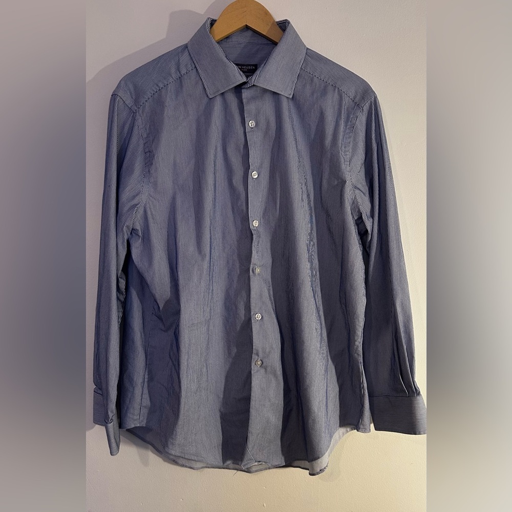 Van Heusen Navy Pinstripe Dress Shirt - L
